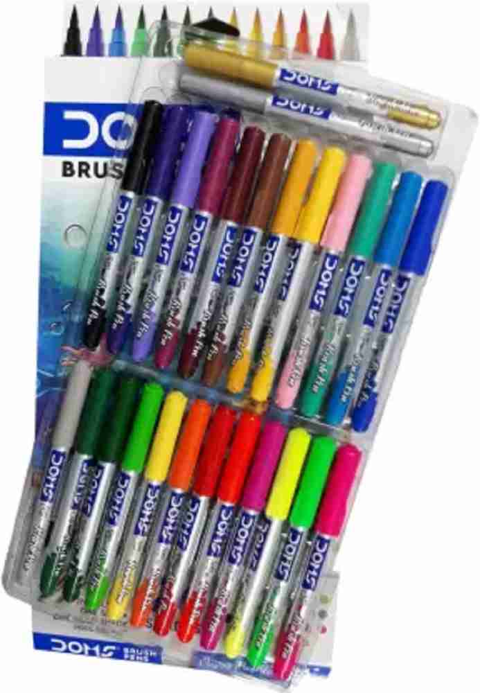 Doms Metallic Super Soft Fine Point Tip Marker Pens (Set of 10 Metallic  Shades in Flat