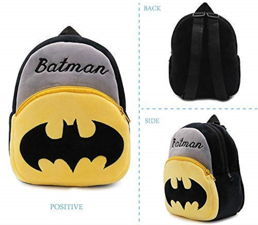 Social Syappa Batman Kids Bags for School Baby Boys Girls Velvet Backpack 10 L Backpack Black Yellow Price in India Flipkart