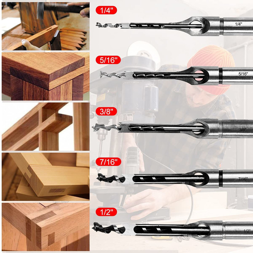 Wood square hole hotsell drill bit set