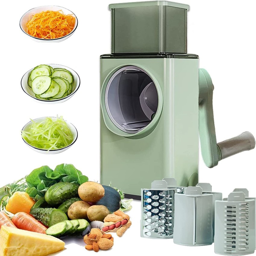 Manual vegetable cutter 3 blades, green