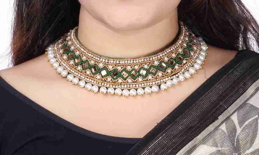 VAMA Cloth jewellery Choker necklace Set for women Saree & Kurtis Fabric  Necklace Price in India - Buy VAMA Cloth jewellery Choker necklace Set for  women Saree & Kurtis Fabric Necklace Online