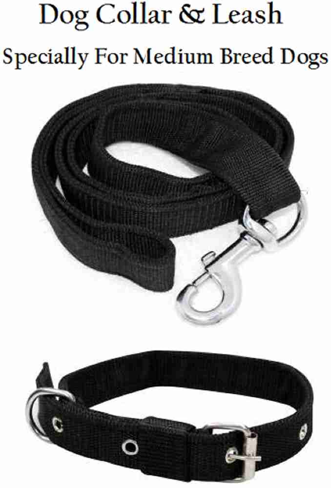 AFLOTO MEDIUM BLACK COLOUR DOG BELT NYLON Dog Collar Leash