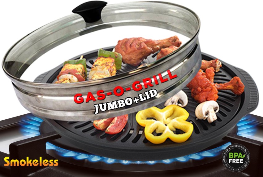 Gas O Grill Full Non-Stick JUMBO WITH GLASS LID 14 Inches Model