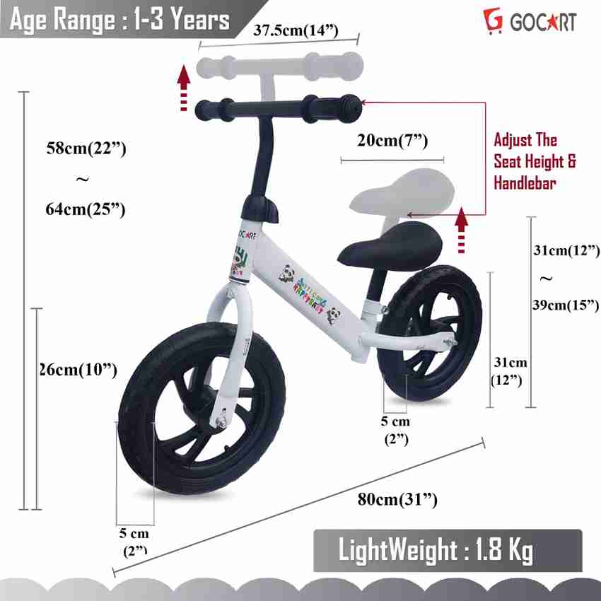 GOCART Competition Kids Balance Bike No Pedals Height Adjustable