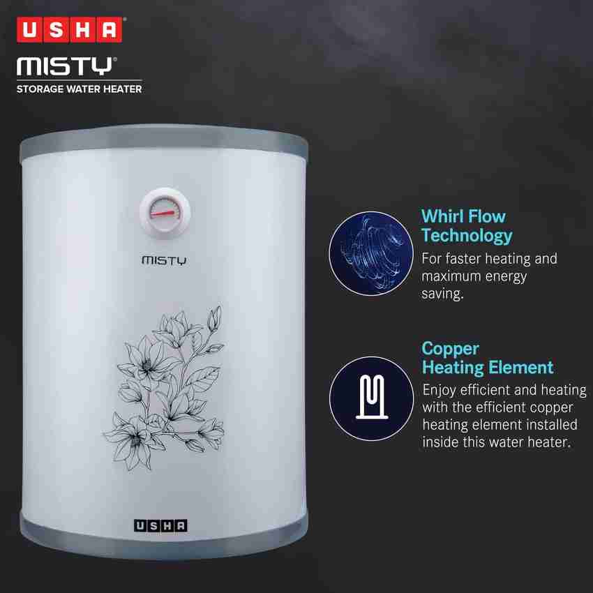 USHA 35 L Storage Water Geyser (misty 35l, GREY MAGNOLIA) Price in India -  Buy USHA 35 L Storage Water Geyser (misty 35l, GREY MAGNOLIA) online at  Flipkart.com