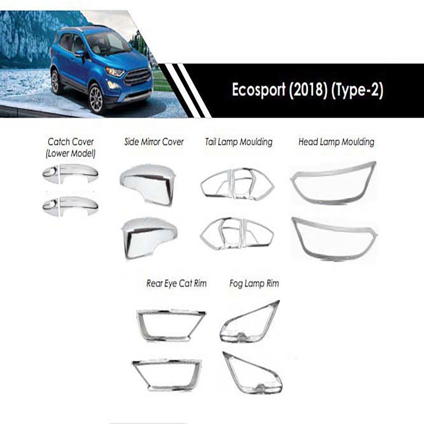 AUTO SJET Car Chrome Accessories Combo Kit Car Garnish ECO SPORT 2017 TYPE 2 Chrome Glossy Ford Ecosport Front Garnish Price in India Buy AUTO SJET Car Chrome Accessories Combo Kit Car Garnish ECO