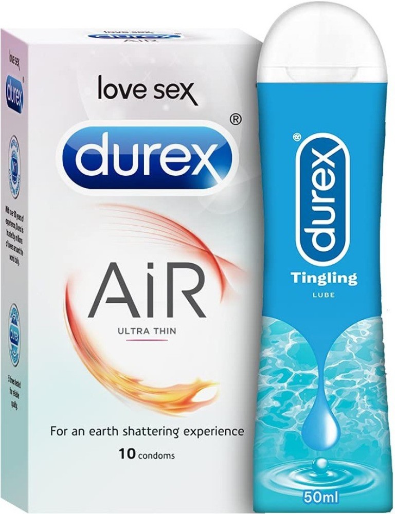 DUREX Air Ultra Thin 10s Condom + Tingling Lube 50ml Set-2 Condom Price in  India - Buy DUREX Air Ultra Thin 10s Condom + Tingling Lube 50ml Set-2 Condom  online at