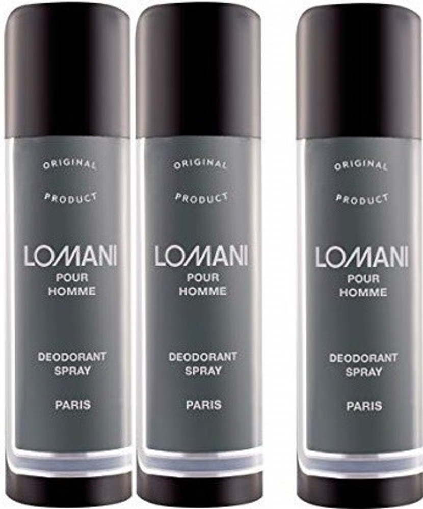 LOMANI POUR HOMME DEODORANT SPRAY PARIS PACK OF 3 Body Spray For