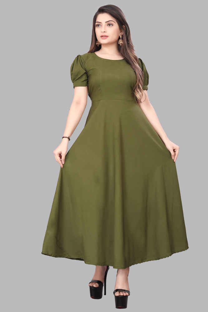 Green colour frocks online