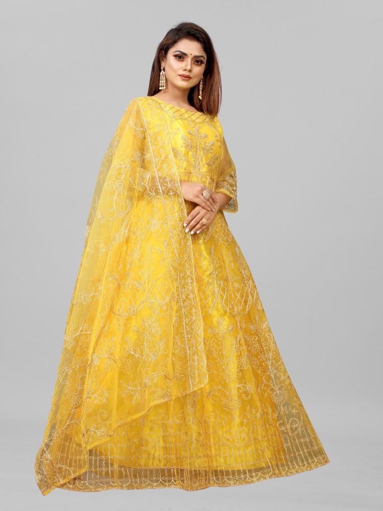 Yellow best sale saree gown