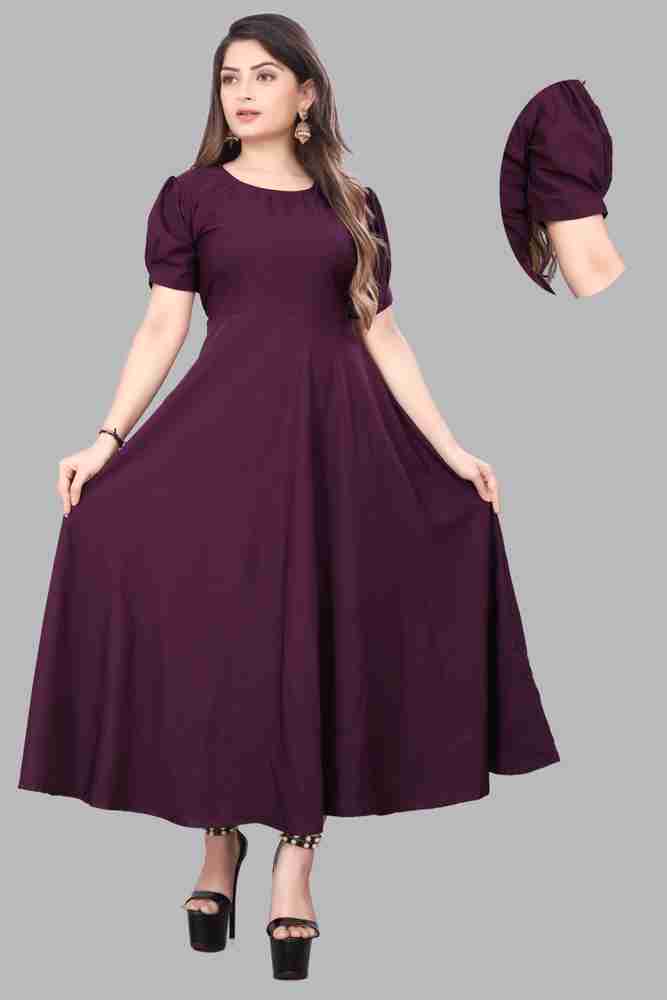Dark purple colour dress cheap