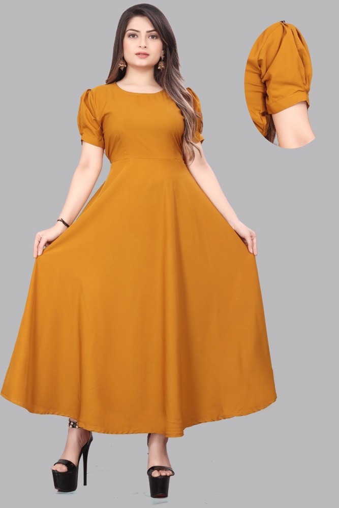 Krishti Creation Women A line Yellow Dress Buy Krishti Creation Women A line Yellow Dress Online at Best Prices in India Flipkart