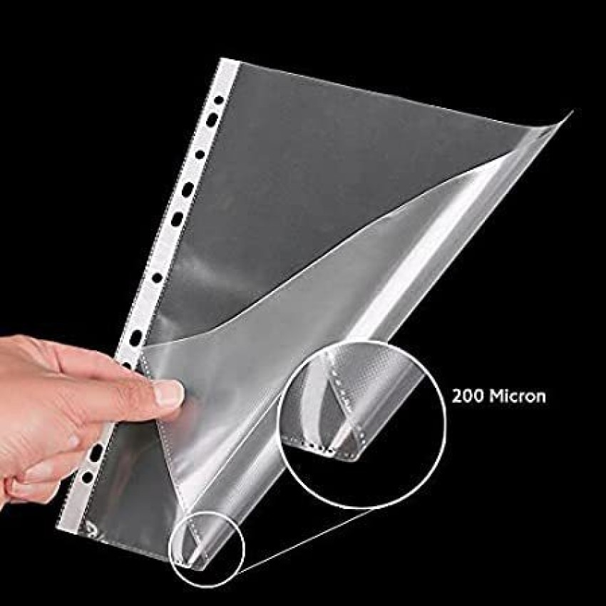 A4 Clear Plastic Punched Pockets Sheet Protectors Cover Files (Thick 70  micron)