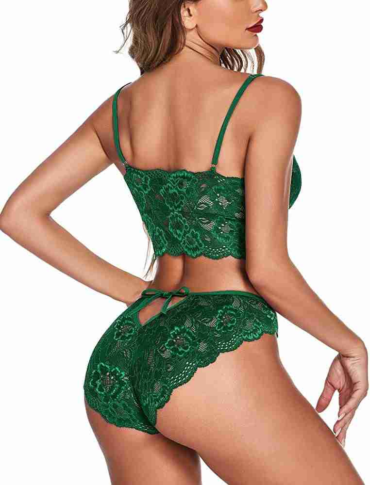 Buy Trendyol Satin Lingerie Set In Green