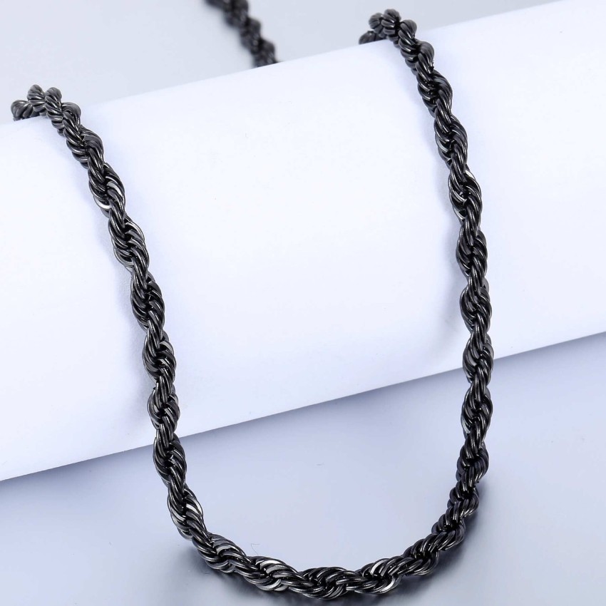Thrillz Exclusive Black Silver Chain For Men Boys Rope Chain Neck Chain  Necklace 22 Inch Silver Plated Brass Chain Price in India - Buy Thrillz  Exclusive Black Silver Chain For Men Boys