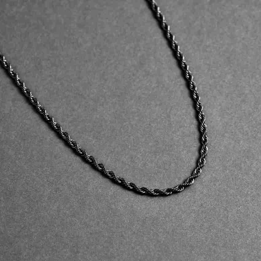 Black Twist Rope Chain, Black Chain Necklace for Women, Black Rope Necklace,  Twist Rope Chain Black, Ladies Stainless Steel Black Rope Chain 