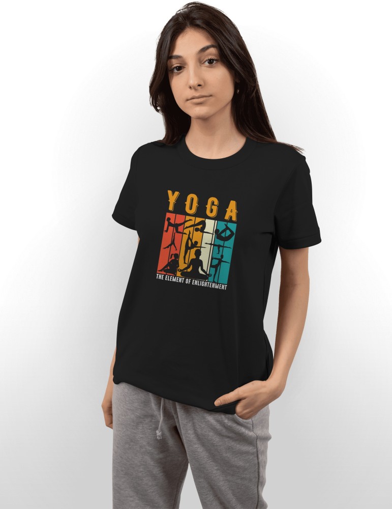 THE HANGING CLOTH Printed Women Round Neck Black T-Shirt - Buy THE HANGING  CLOTH Printed Women Round Neck Black T-Shirt Online at Best Prices in India