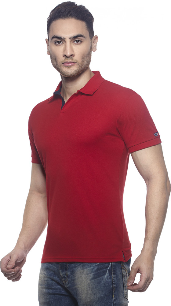 Amstead Solid Men Polo Neck Light Blue Red T Shirt Buy Amstead