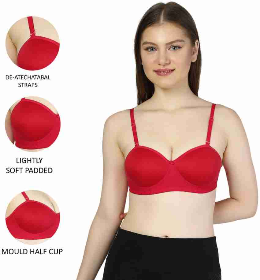 Buy small candy Women's & Girls' Mould Seamless Non-Padded Cotton Wirefree  T-Shirt Push-up Everyday Bra (Combo Pack 3, White, Black, Skin, 30) at
