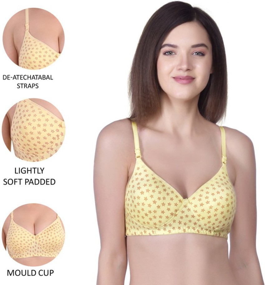 small candy Women's & Girls' Cotton Lightly Full Coverage Padded Non-Wired  T-Shirt Push-up Everyday Bra (Yellow ,36B) Women T-Shirt Lightly Padded Bra  - Buy small candy Women's & Girls' Cotton Lightly Full