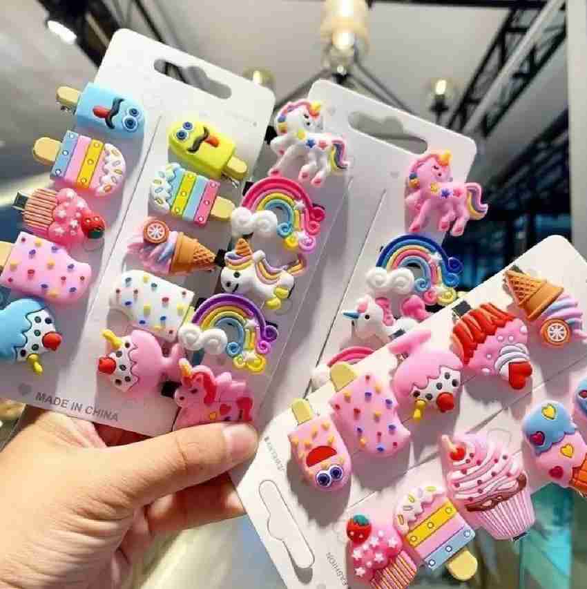Kemle Rainbow Unicorn Ice Cream Hair Clips Set Baby Hairpin For