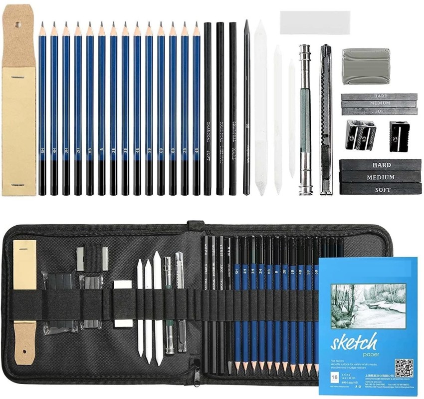 LEDA's Dream 74 piece Art Kit for colored pencil drawing includes 60  professional sketch pencils (colored, charcoal, watercolor, metallic,  black) premium sketchbook, mini-pencil case and art tools : Amazon.in: Home  & Kitchen