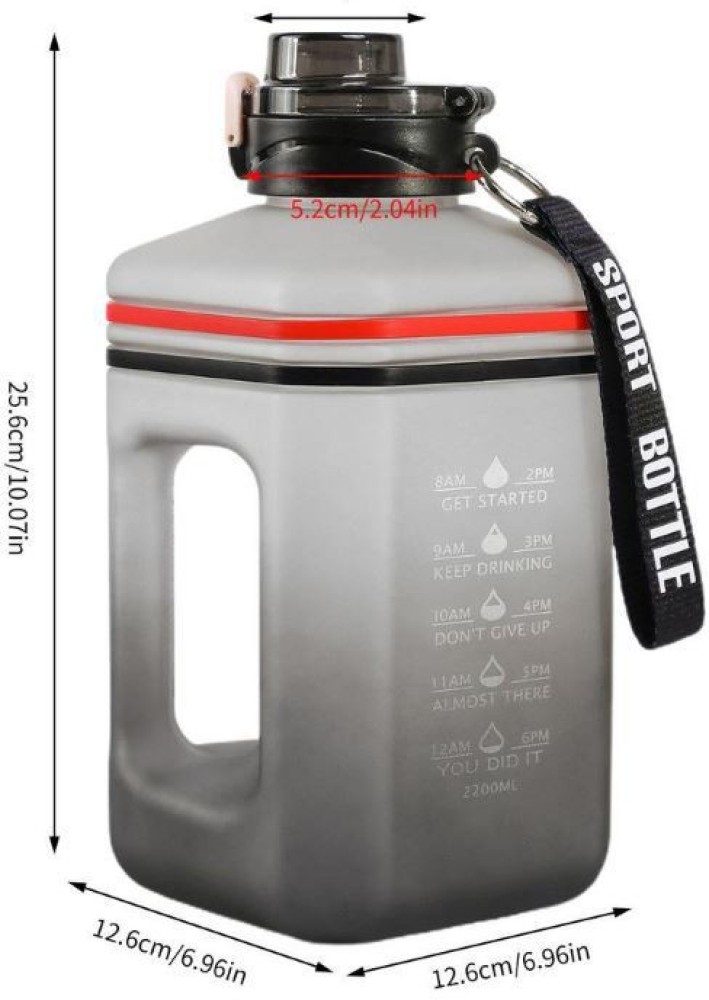 2.2L Large-capacity Water Bottle with Time Marker Portable Fitness Sports Water  Jug Gradient Color