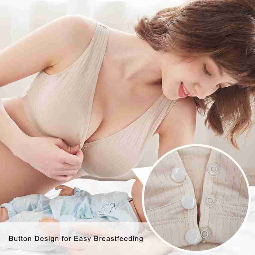 Buy MOMISY Women's Maternity Nursing Bra Cotton Front Button Closure , 42)  Women Maternity/Nursing Lightly Padded Bra Online at Best Prices in India