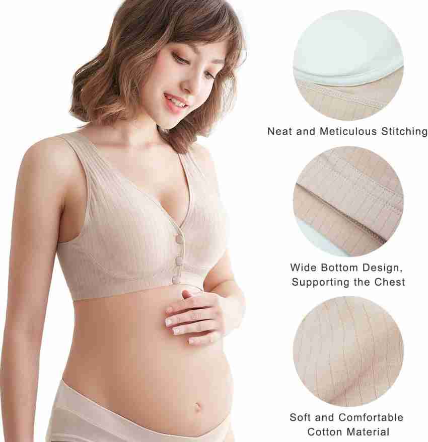 Buy MOMISY Women's Maternity Nursing Bra Cotton Front Button Closure , 42) Women  Maternity/Nursing Lightly Padded Bra Online at Best Prices in India