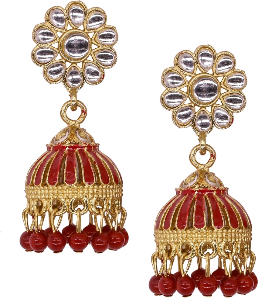 Flipkart.com - Buy MEENAZ Traditional South indian Temple Jewellery pearl  moti Gold plated Matte Finish small studs Peacock Stylish Fancy party wear  Wedding Bridal Daily use Multicolor oxidised tops golden earrings jhumki