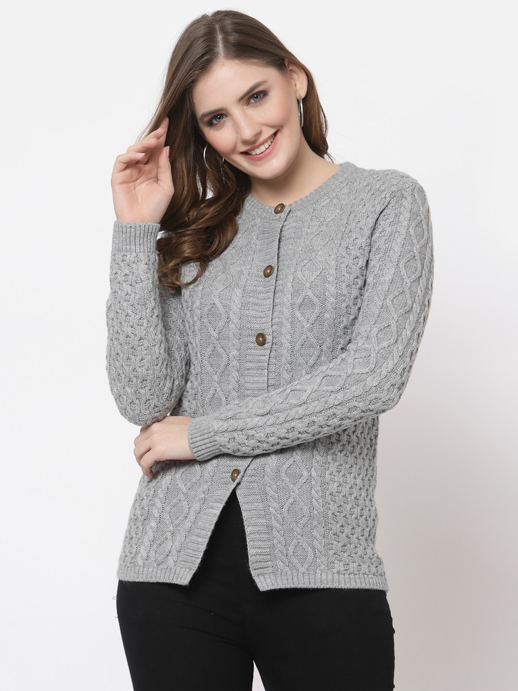 KALT Self Design Round Neck Casual Women Grey Sweater - Buy KALT Self  Design Round Neck Casual Women Grey Sweater Online at Best Prices in India  | Flipkart.com