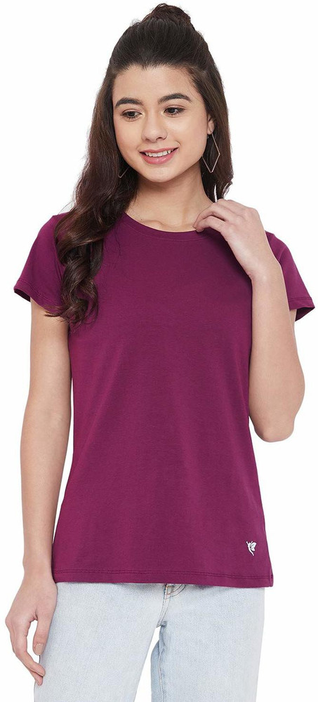 Comfort Lady Solid Women Round Neck Purple T Shirt Buy Comfort Lady Solid Women Round Neck Purple T Shirt Online at Best Prices in India Flipkart