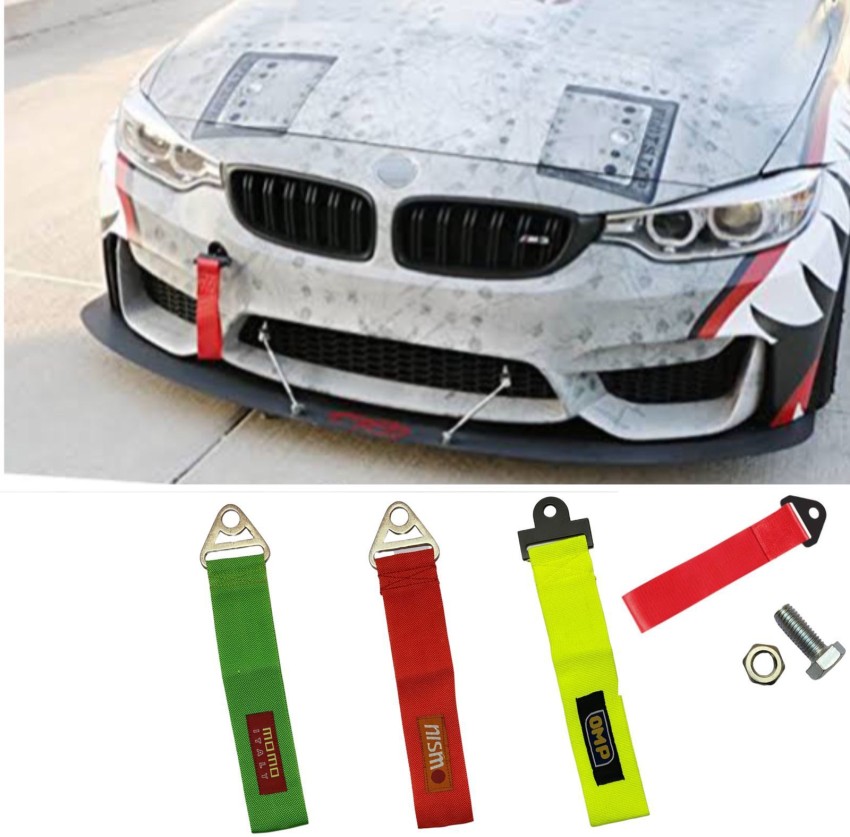 Racing Tow Strap Trailer Hook Car Towing Hook Belt Rope For BMW