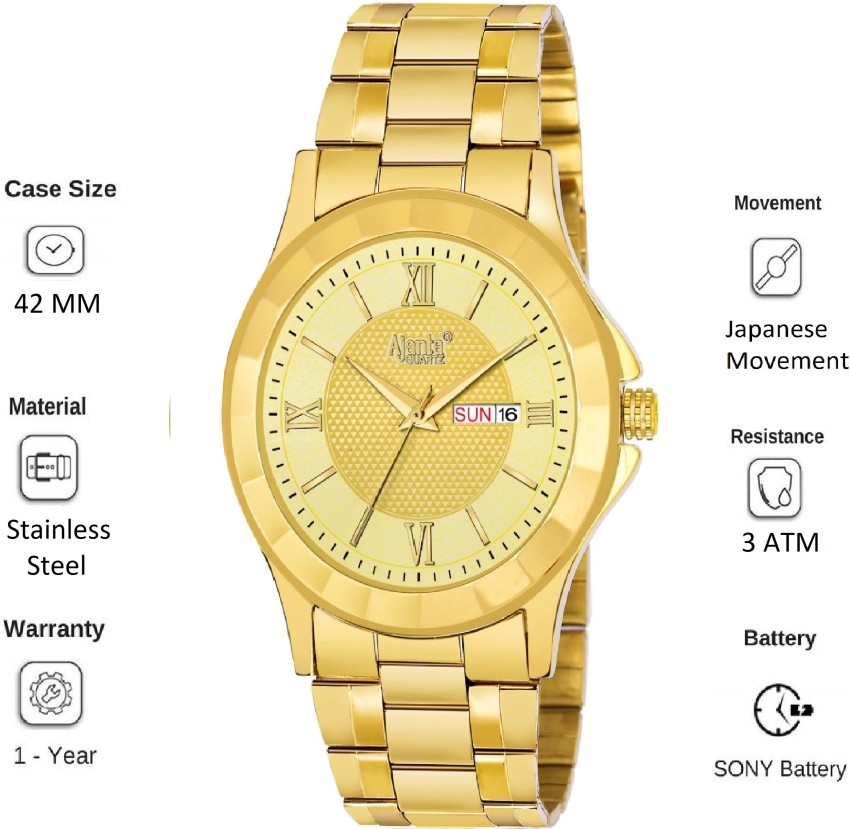 Ajanta wrist watch golden sale