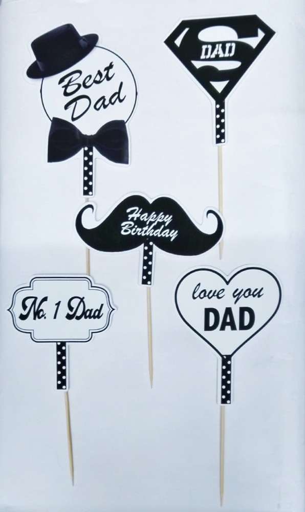 Fathers day moustache best dad Edible Icing Wafer cupcake Topper Decorations