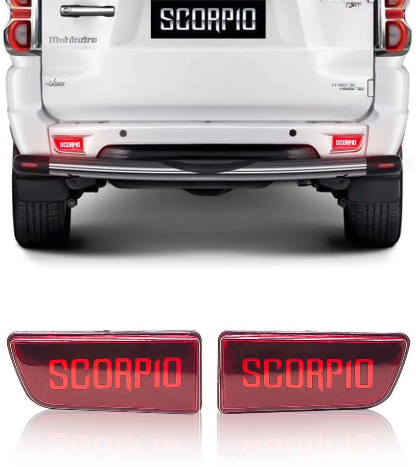 Gadiparts Premium Car Reflector Scorpio Name design Back Bumper Reflector LED Brake Car Reflector Light