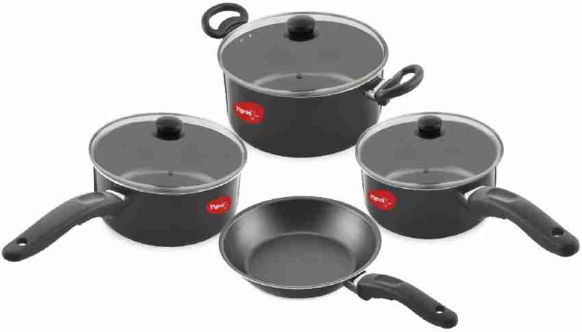 Buy Pigeon Master Chef Non-Stick Coated Cookware Set (Aluminium, 4 -  Piece),Black Online at Best Prices in India - JioMart.