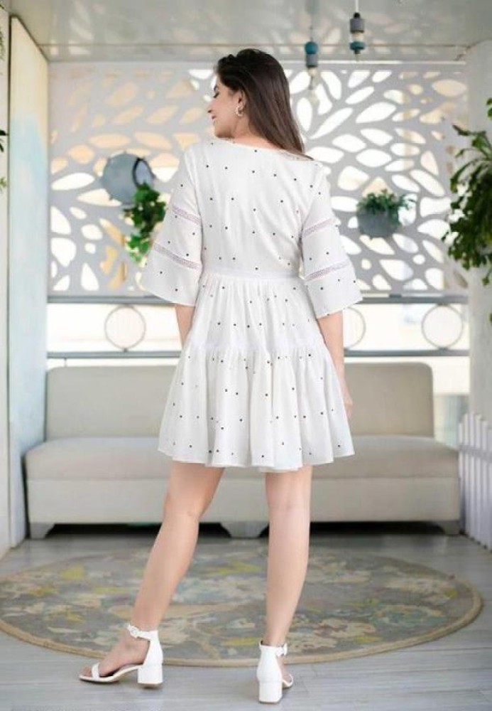 Tamina Women Fit Flare White Dress Reviews: Latest Review of Tamina Women  Fit Flare White Dress, Price in India
