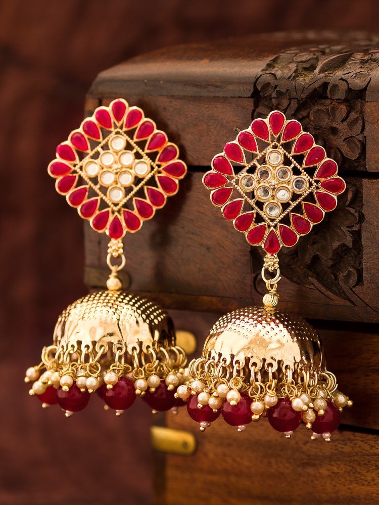 Flipkartcom  Buy Vermont Temple Design Gold Plated Big Jhumka Traditional  Antique Copper Brass Jhumki Earring Online at Best Prices in India