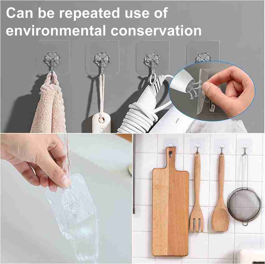 Heavy Duty Adhesive Hooks Transparent Wall Hooks Seamless Adhesive