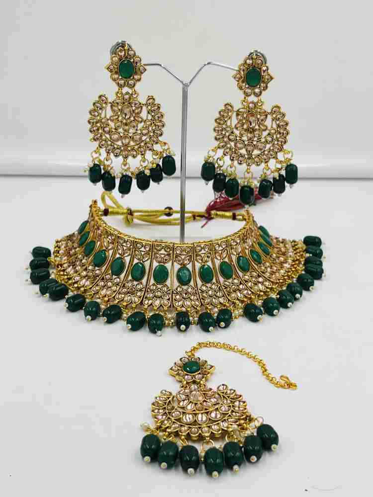 Green shop imitation jewellery