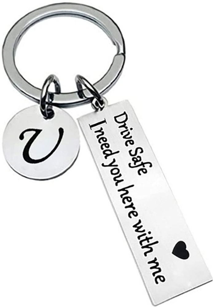 Trovec Drive Safe Initial A Z keychain Key Rings Gifts for Loved