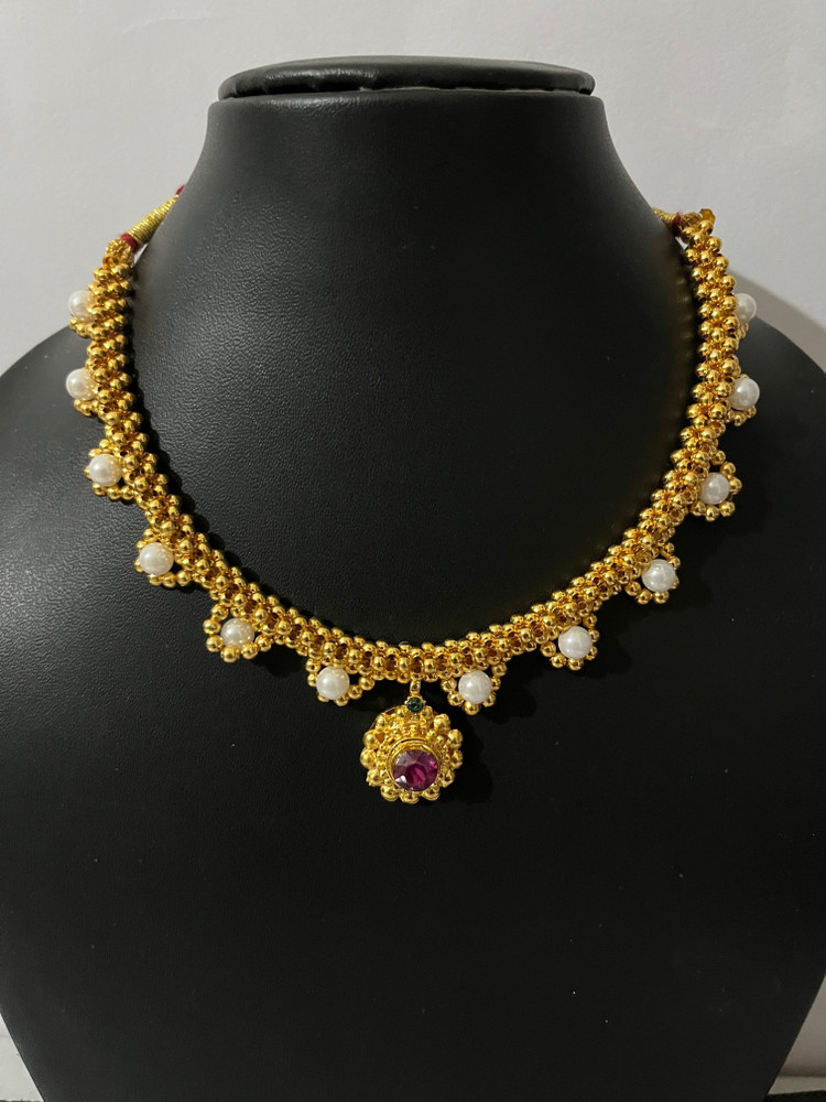 IndoKeen 1 Gm Gold One Putli Maharashtrian Kolhapuri Thushi Peshwa