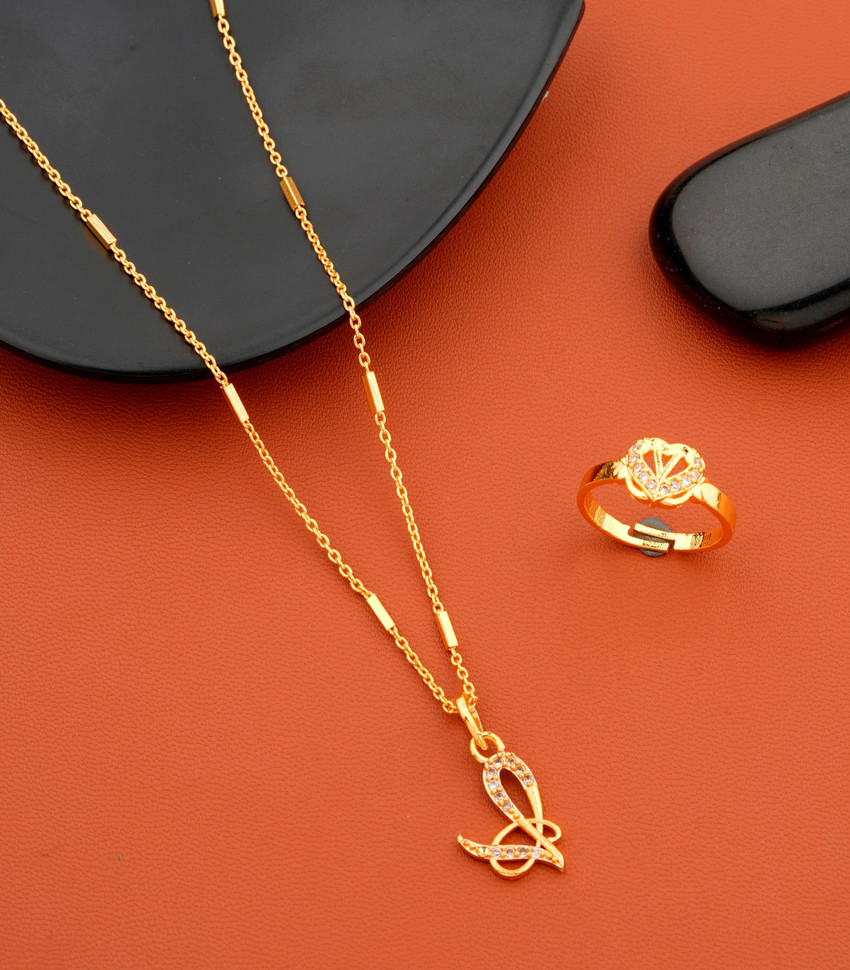 Jewel WORLD V name letter Diamond Pendant locket chain with letter ring for girls women Gold plated Beads Alloy Pendant Price in India Buy Jewel WORLD V name letter Diamond Pendant