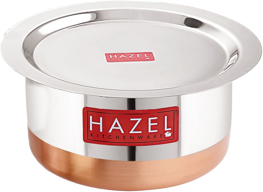 HAZEL Steel Sauce Pan |Alfa Premium Heavy Gauge Tea Pot, 800 ML | Stainless  Steel Sauce Pan | Cookware with Copper Bottom | Milk Pan with Copper