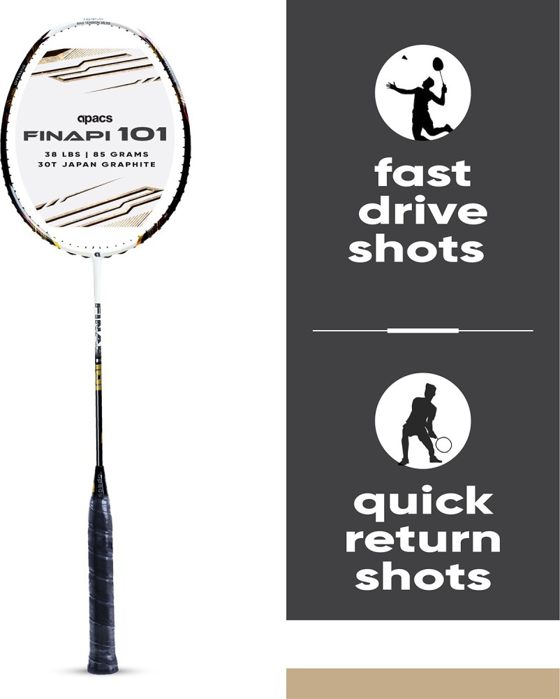 apacs Finapi 101 (Full Graphite, 38LBS) White, Black Unstrung Badminton Racquet - Buy apacs Finapi 101 (Full Graphite, 38LBS) White, Black Unstrung Badminton Racquet Online at Best Prices in India