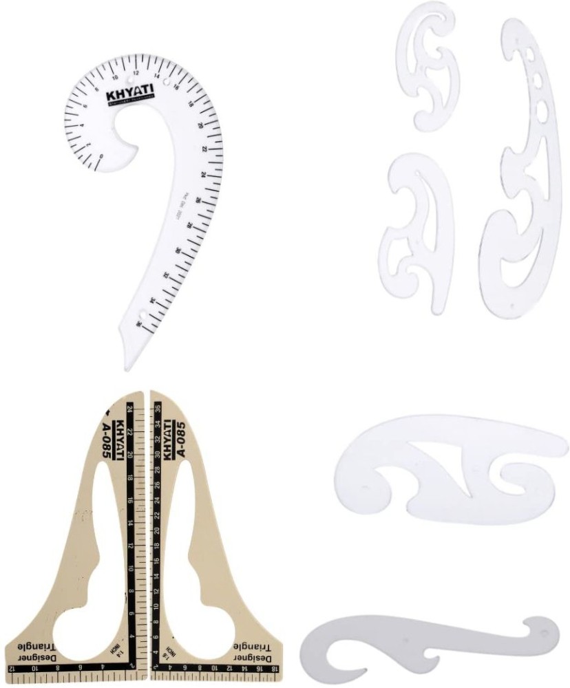 KHYATI Tailoring/ Sewing Designing French Curve Scale- 1 pc  of French curve 6 shape with marking (36 cm) - Sewing Kit Ruler 