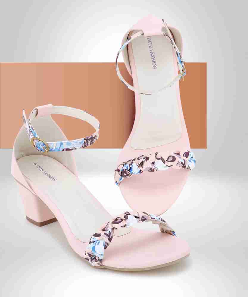 White Fashion Women Pink Heels