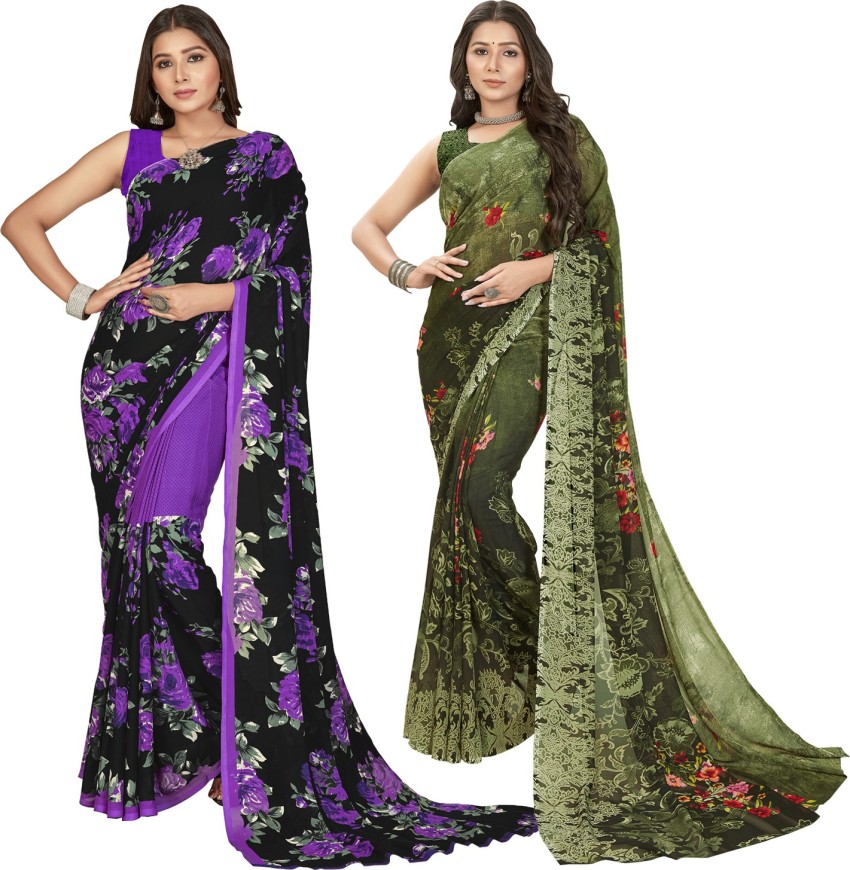 Buy Jaanvi Fashion Universal Georgette Daily Wear Saree With Blouse at 70%  off.