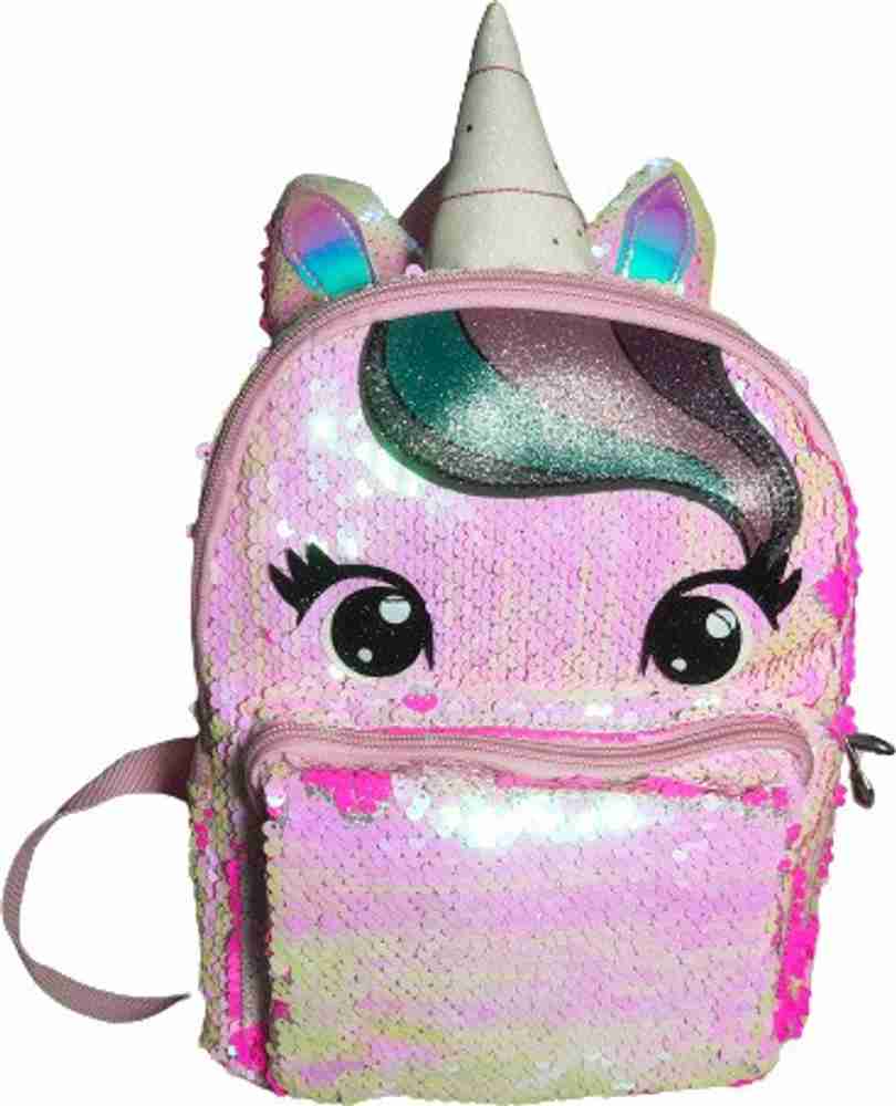 Flipkart jk shoping Unicorn glitter back for kids and girls Pink shiny bag School Bag School Bag